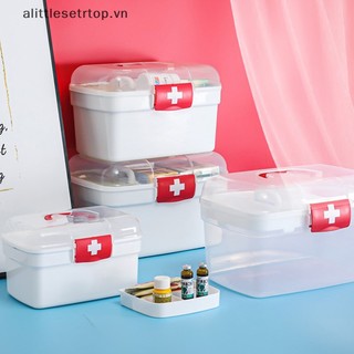 Alittlesetrtop plastic multi-function family emergency box portable first aid kit storage organizer box with handle medicine chest tools.