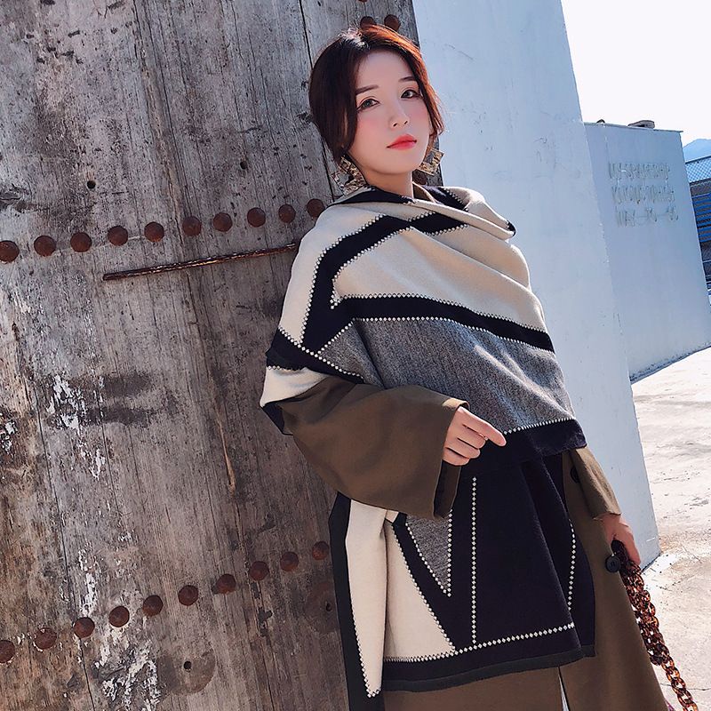 2023 Mới Điều Hòa Không Khí Phòng Khăn Choàng Bên Ngoài Phù Hợp Với Nữ Mùa Đông Văn Phòng Ngủ Chăn Sofa Giả Cashmere Lông Cừu Khăn Ấm Áp