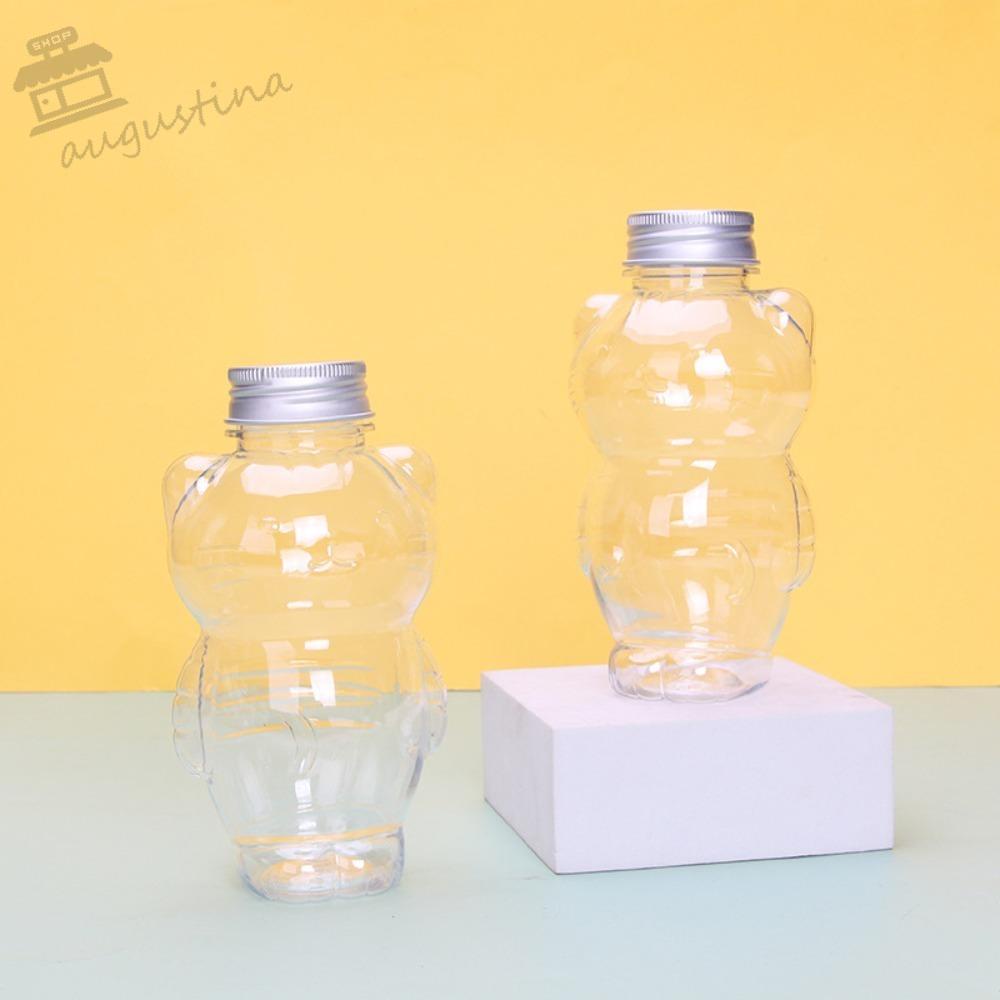 Chai nước augustina, chai nước trái cây trong suốt pet, dày có nắp đậy kín chai nước lạnh hình mèo cho nước ép cà phê trà sữa