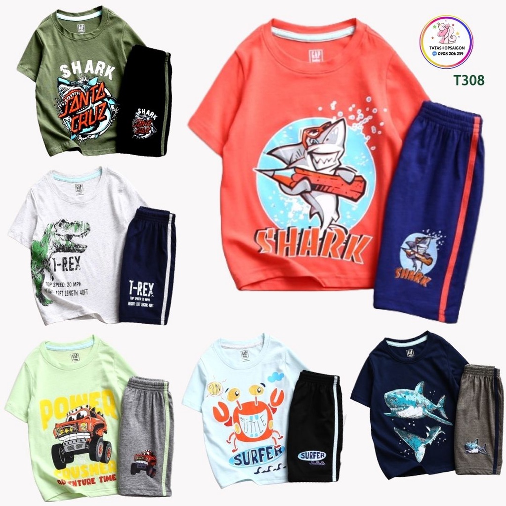 Đồ Bộ Cho Bé Trai 11-40 Kg Cotton Chính Phẩm In Hoạt Hình Hot Trend Mềm Mịn Mát  Set Quần Áo Trẻ Em 1-12 Tuổi T308