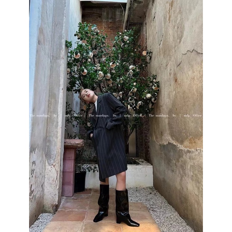 Giày Bốt Cao Gót Mũi Vuông Size Lớn Thời Trang