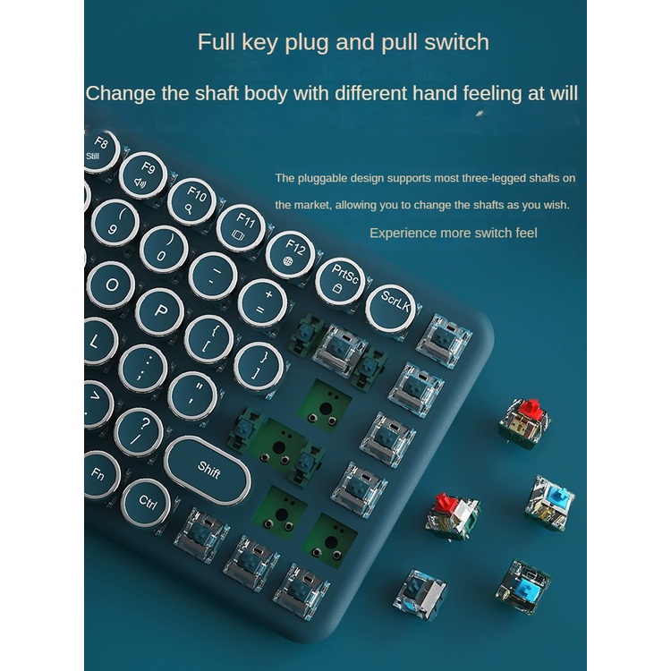 Bàn Phím Cơ bluetooth Không Dây 3 Chế Độ Nhỏ Gọn Phong Cách vintage