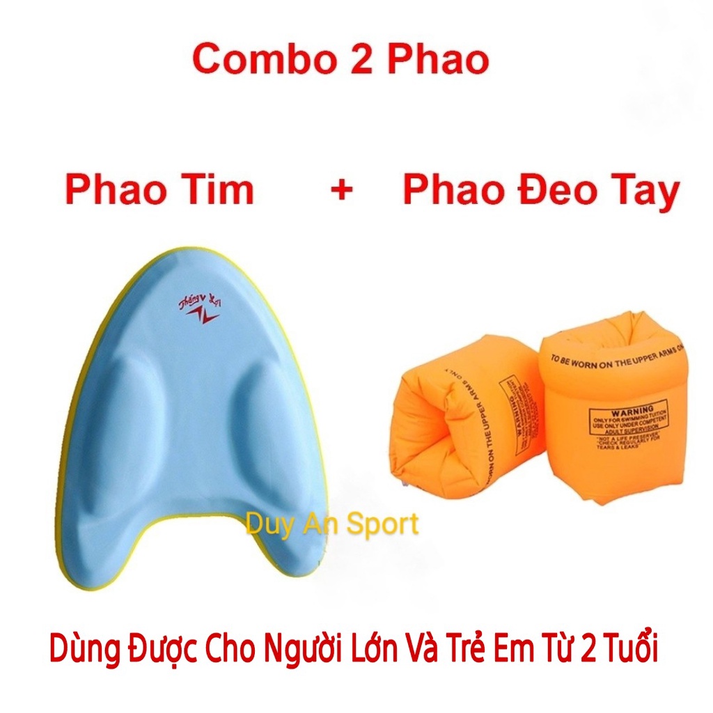 Combo Phao Tim + 2 Phao Tay  Tập Bơi Trẻ Em Và Người Lớn - Hình Thật Chụp Tại Hồ Bơi