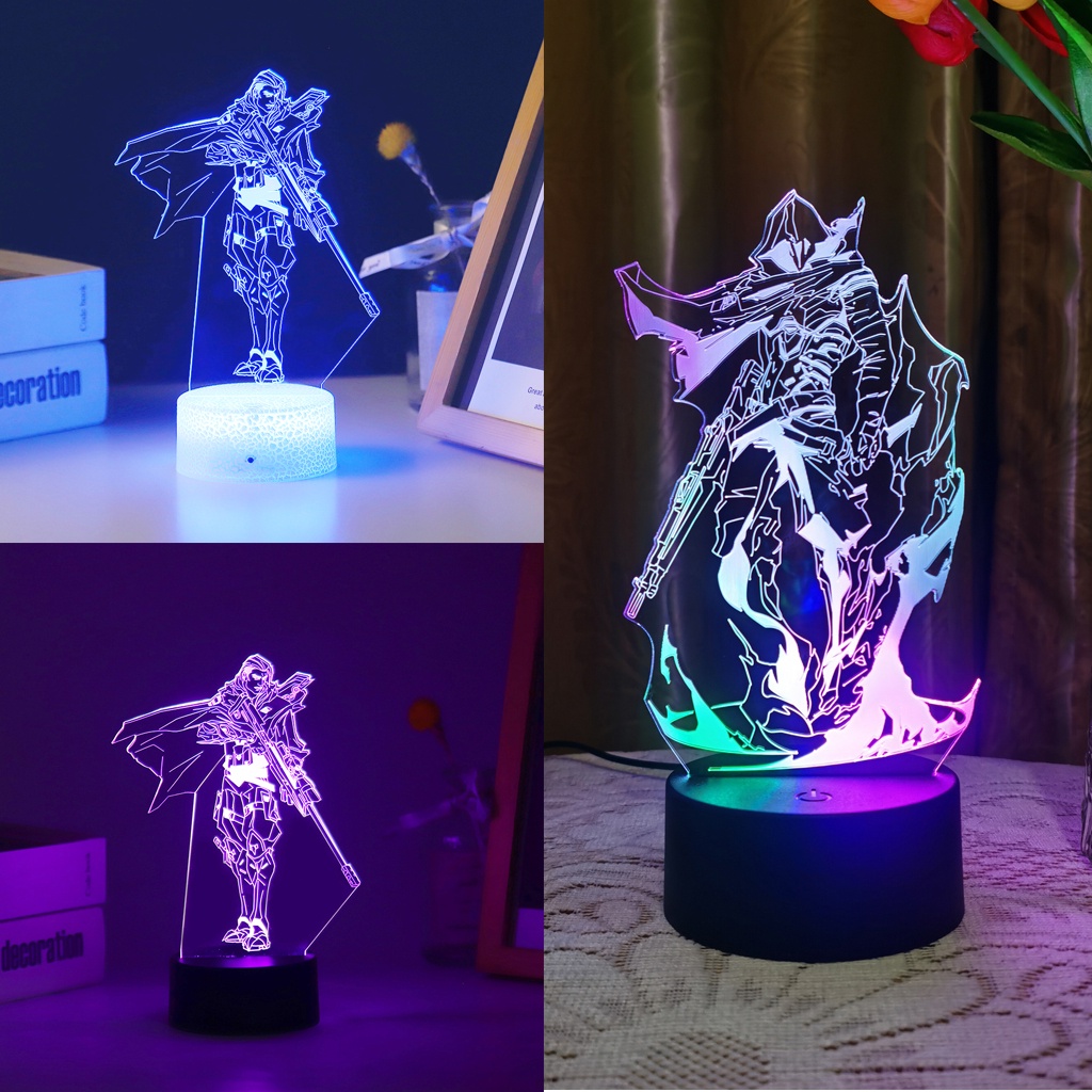 Valorant 3d led anime đèn trò chơi hình omen sova bàn đầu giường đèn ngủ cho trẻ em trang trí nội thất phòng giáng sinh bữa tiệc ảo ảnh quà tặng