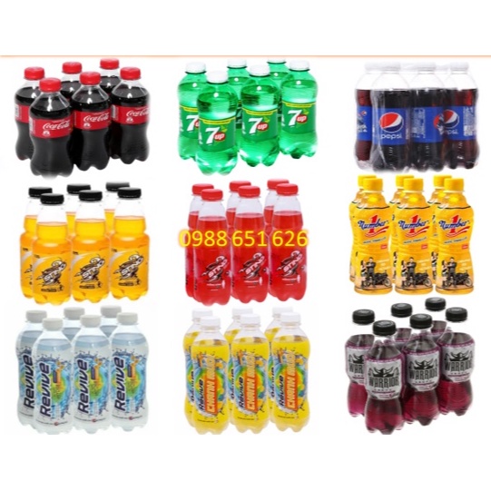 [NEW] Lốc 6 Chai Nước Giải Khát, Nước Ngọt Có Ga Coca, 7up, Pepsi, Sting, Number One, Revive, Warrior. Đủ loại