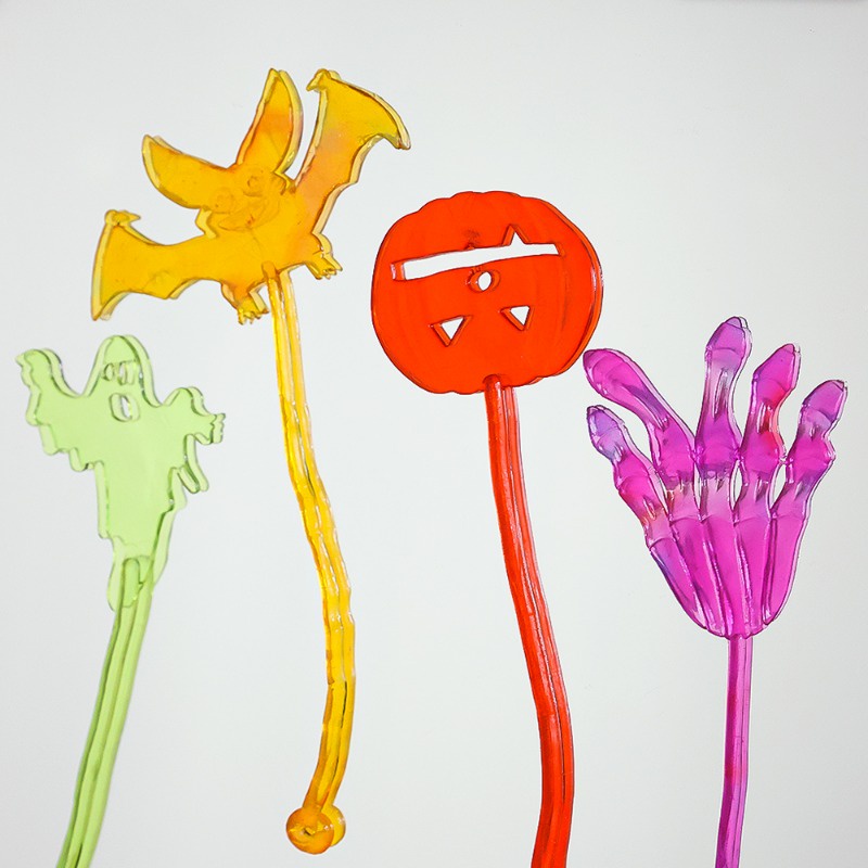 Halloween vui nhộn dơi ma bàn tay bí ngô đồ chơi đàn hồi dính màu rắn có thể co giãn đàn hồi đồ chơi dính cho trẻ em quà tặng