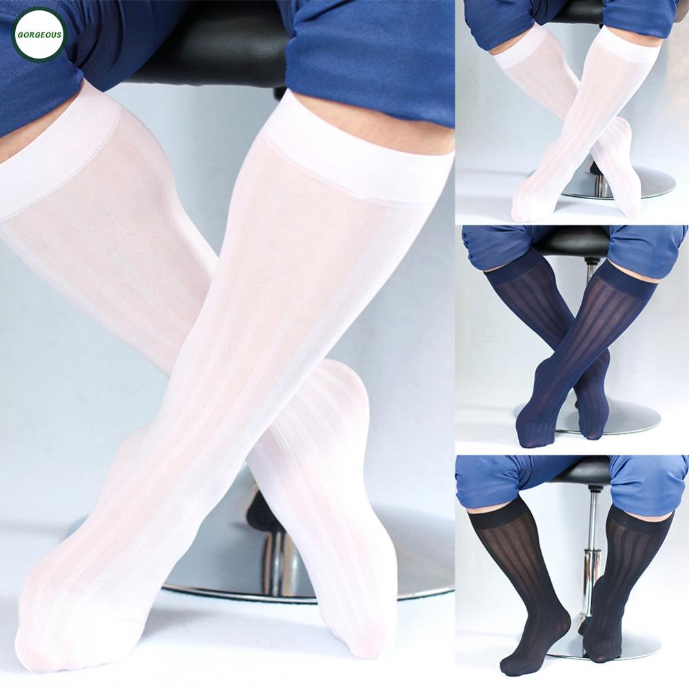 New Coming~Male Nylon Sexy Sheer Silky Stockings Striped Thin Breathable Business#Home Essentialses