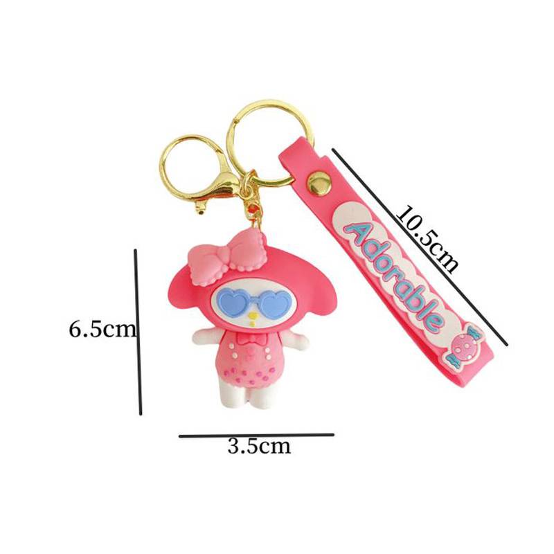 Sq3 sanrio mymelody cartoon keychain túi búp bê dễ thương mặt dây chuyền vòng đeo chìa khóa xe cá tính