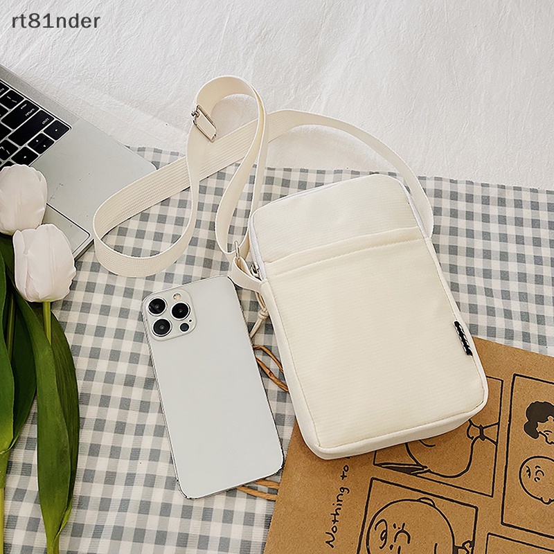 Rt đơn giản hợp thời trang macaron màu rắn vai túi vải đeo chéo thời trang đa năng zero wallet túi đựng điện thoại hình vuông samll cho bé gái n