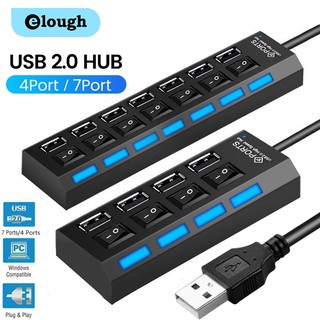 Elough 4/7 cổng usb 2.0 hub bộ chia đa usb tốc độ cao hub sử dụng bộ chuyển đổi nguồn mở rộng với công tắc