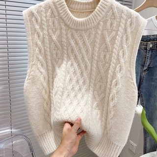 Mùa thu phong cách mới retro không tay dệt kim vest nữ