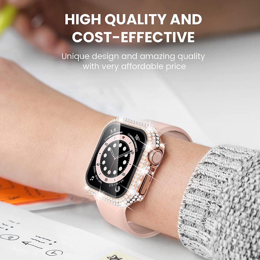 Vỏ đồng hồ kim cương tích hợp kính cường lực tương thích cho apple watch ultra 49mm 38mm 40mm 42mm 44mm 41mm 45mm iwatch 8 7 6 se 5 4 3 nắp