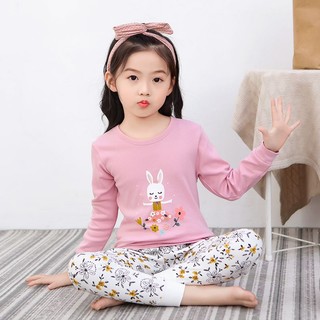 New 2023 quần áo bé gái mùa thu đông bộ đồ ngủ hoạt hình giản dị 2 bộ đồ pc cho trẻ em 2-12 tuổi dễ thương