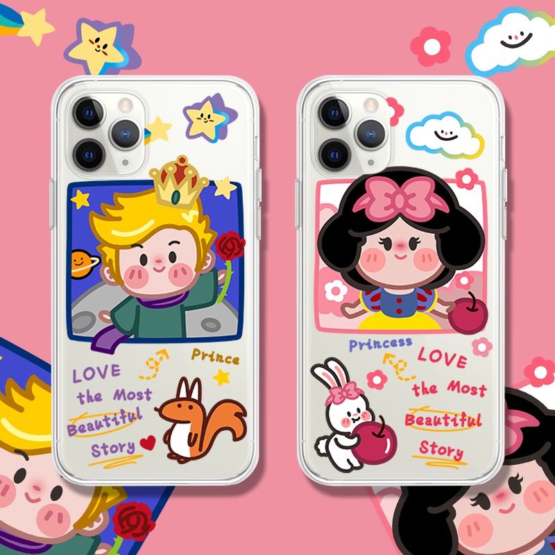 Ốp Điện Thoại Mềm Chống Sốc In Hình Công Chúa Và Hoàng Tử Hoạt Hình Cho IPhone 12 Pro Max X XR XS Max SE 7 + 8 + 11 Pro Max 13 Pro Max 14 Pro Max