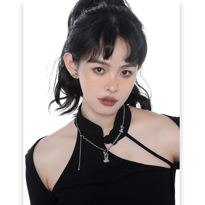 Khuyên Tai Hình Thỏ Đính Đá Zircon Màu Tím Sang Trọng