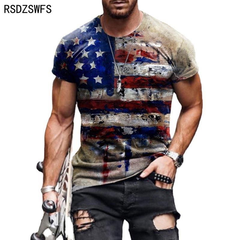 Áo Thun Thể Thao Tay Ngắn Dáng Rộng In Hình Lá Cờ 3D Thoáng Khí Thời Trang Mùa Hè 2022 Cho Nam