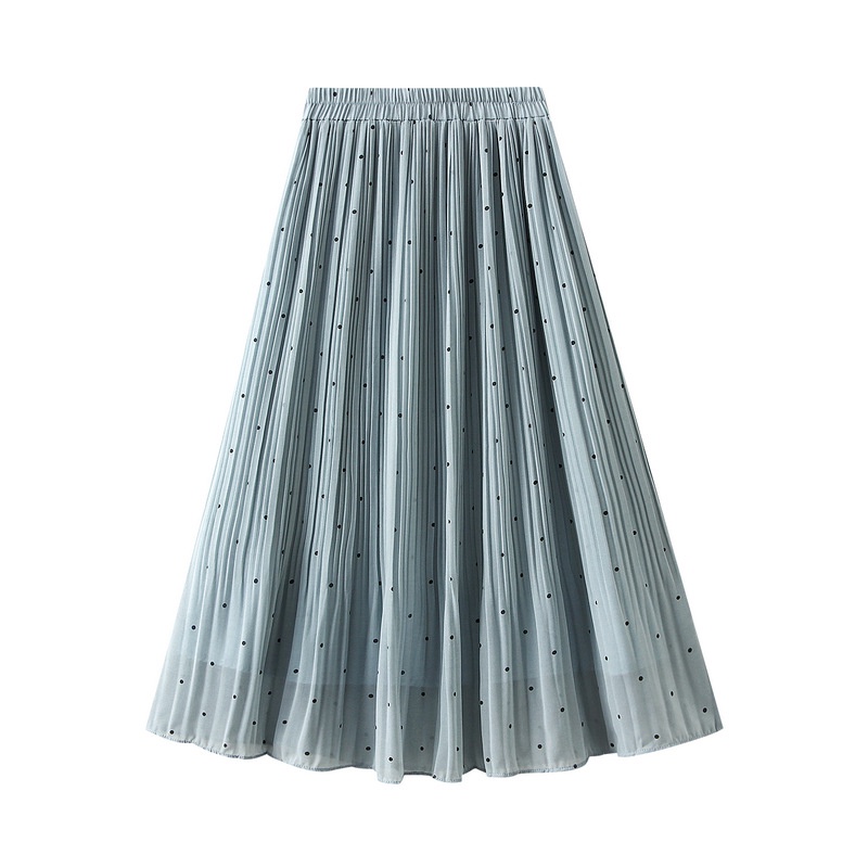 Chân Váy Chiffon Chữ a Lưng Cao Xếp Ly Họa Tiết Chấm Bi Thời Trang Xuân Hè Cho Nữ