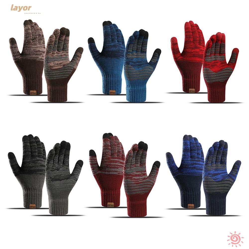 Găng Tay Lái Xe Dệt Kim Lót Nhung Co Giãn Giữ Ấm Cánh Tay Cho Nam