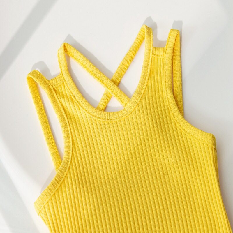 Áo Hai Dây Màu Trơn Bằng Cotton Thời Trang Mùa Hè Cho Bé Gái