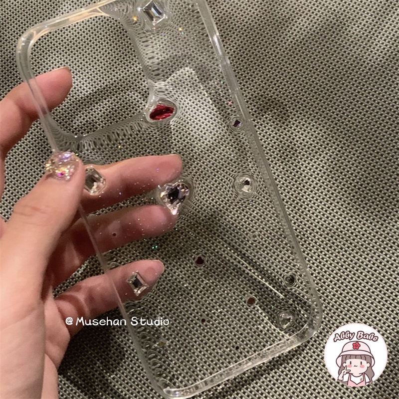 Ốp Điện Thoại TPU Mềm Chống Sốc Chống Dấu Vân Tay Đính Đá Giả Kim Cương 3D Lấp Lánh Cho IPhone 14 Pro Max 13 12 11 Pro Max