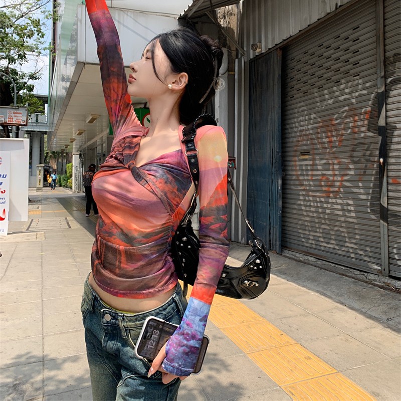 Áo Thun Nữ Dài Tay Cổ Tròn Thời Trang Hàn