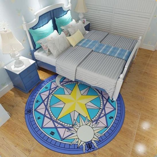 Thảm Trải Sàn Hình Tròn Họa Tiết Hoạt Hình Sakura