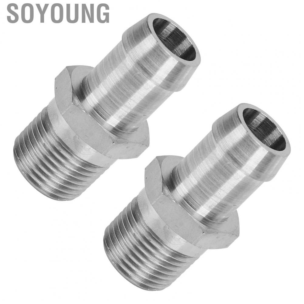 Soyoung 1/2in NPT To 5/8in Barb Connector  Deeper Threads Leakage Proof Heater Intake Manifold Adapter 2 Pcs Tight Connection Slip for Car