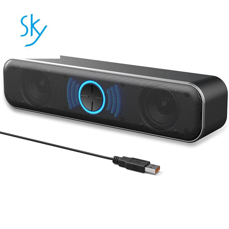 1 Loa USB Màu Đen Có Núm Điều Chỉnh Âm Lượng Kỹ Thuật Số Cho Máy Tính Để Bàn / Laptop / PC