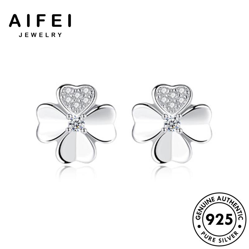 AIFEI JEWELRY trang ba thật hàn tai kiện thời yêu moissanite cương sức trang bông kim thời nữ bạc cỏ xỏ phụ nguyên quốc vành hình 925 tròn tình khuyên tua lá Thời bản E93
