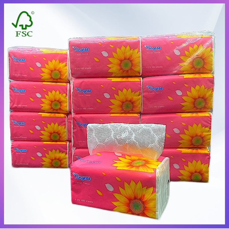 KINGESs（Nhận phiếu giảm giá50%Giảm giá）4 Lớp 460 tờ khăn giấy khô Khăn giấy cao cấp bột gỗ nguyên chất Khăn giấy
