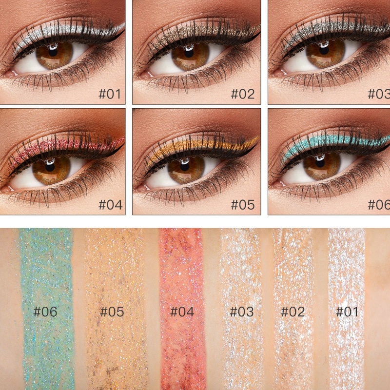 1 Bút Kẻ Mắt Dạng Lỏng Ánh Nhũ Lấp Lánh Hai Màu Sắc Thời Trang