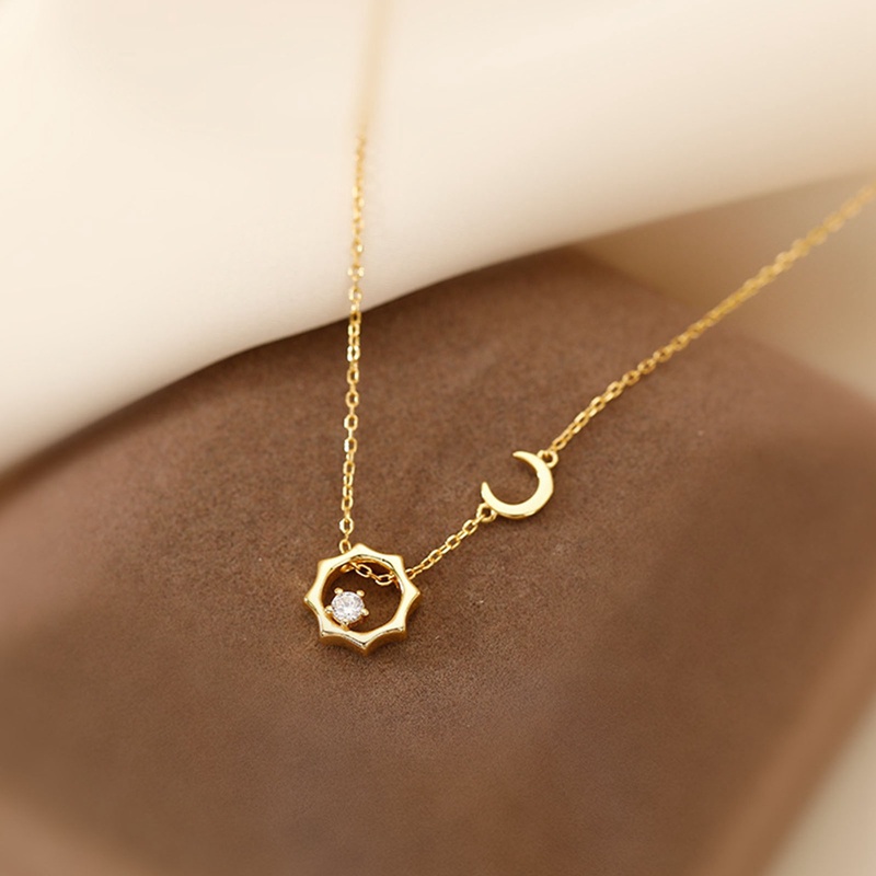 Vòng cổ Bạc 925 Mặt Hình Mặt Trăng Ngôi Sao Lấp Lánh Thời Trang Cho Nữ
