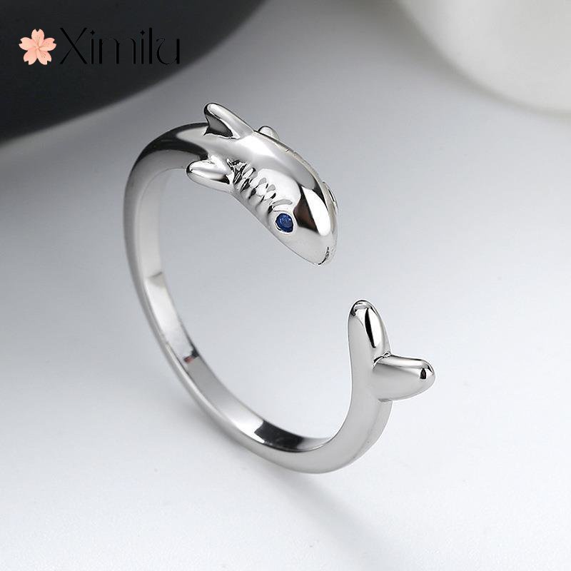 ♥ Nhẫn Bạc Hình Cá Mập Nhỏ Đơn Giản Độc Đáo Thời Trang Cho Nữ