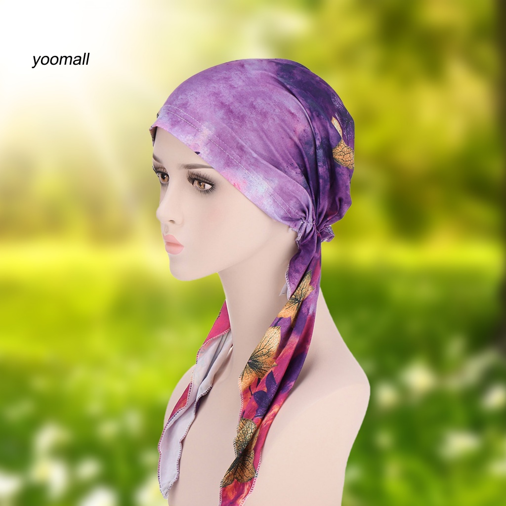 Mũ Trùm Đầu Co Giãn Phối Tua Rua In Họa Tiết Hoa Thời Trang Cho Nữ
