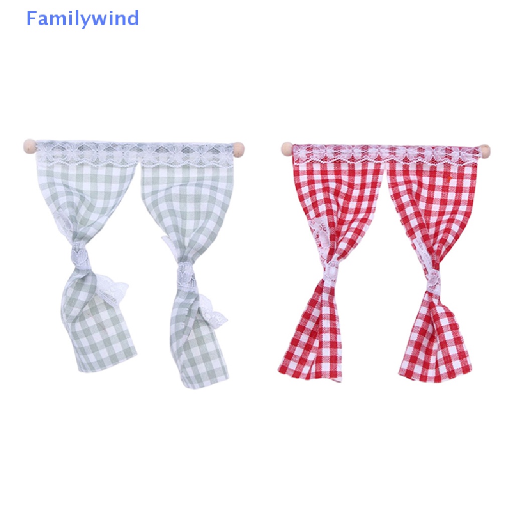 1 Rèm Cửa Ren Họa Tiết Kẻ Ô Dành Cho Nhà Búp Bê 1: 12