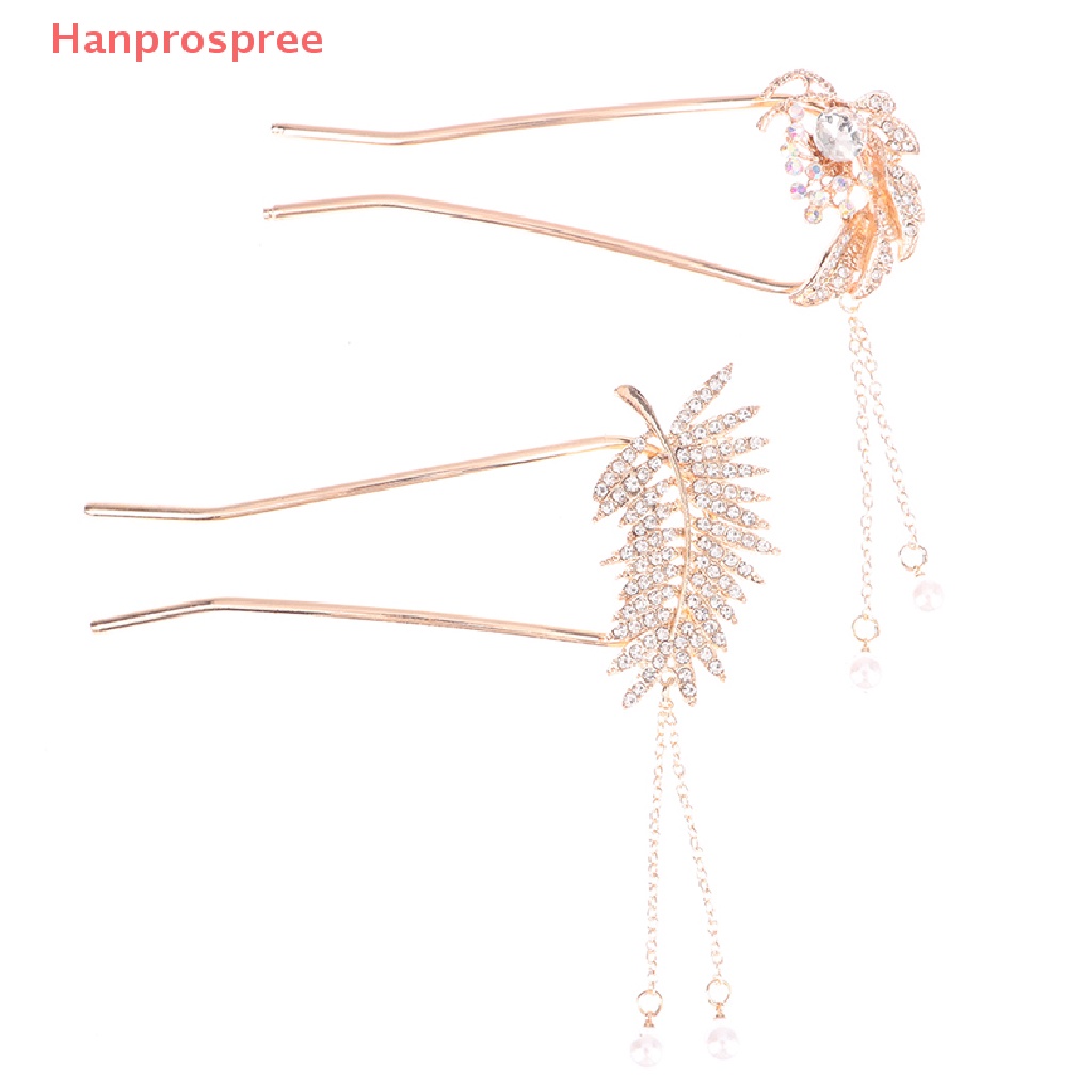 (Hanprospree) Kẹp Tóc Hợp Kim Hình Chữ U Đính Ngọc Trai Và Kim Cương Giả Thanh Lịch Thời Trang