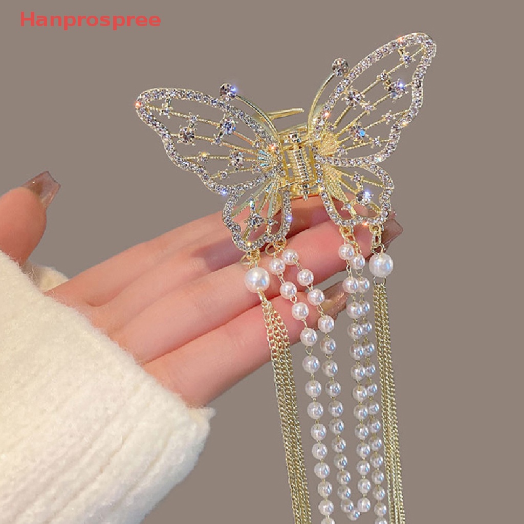 Kẹp Tóc Cá Mập Đính Ngọc Trai Giả Dáng Dài Phong Cách Vintage Thời Trang Cho Nữ