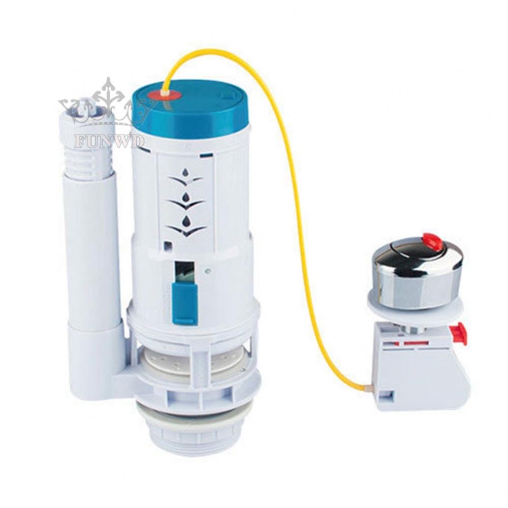 【FUNWD】Toilet Flush Valve Button Cistern Dual Push Flush Siphon Fill Bottom Side Entry