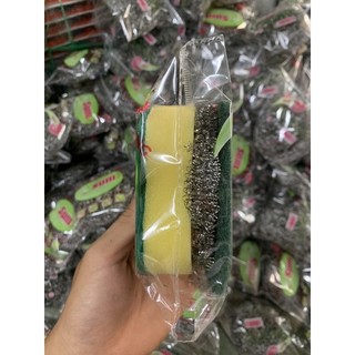 Combo 3 miếng rửa chén tiện lợi, miếng cước xanh rửa chén, miếng mút rửa chén