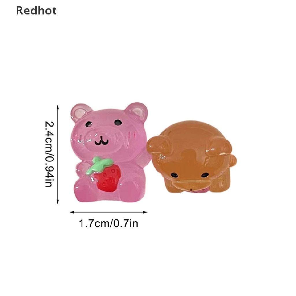 &lt; Redhot &gt; Bộ 2 Búp Bê Gấu Dâu Hoạt Hình Phát Sáng Trang Trí Tiểu Cảnh