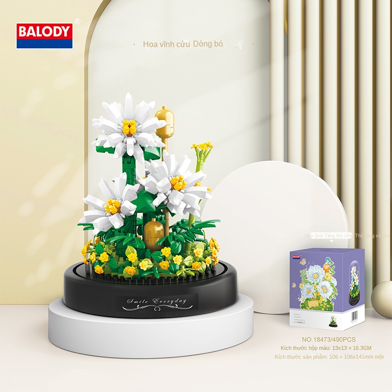 Bộ Đồ Chơi Lắp Ráp Chậu Hoa Để Bàn Trang Trí Dành Cho Bé Gái