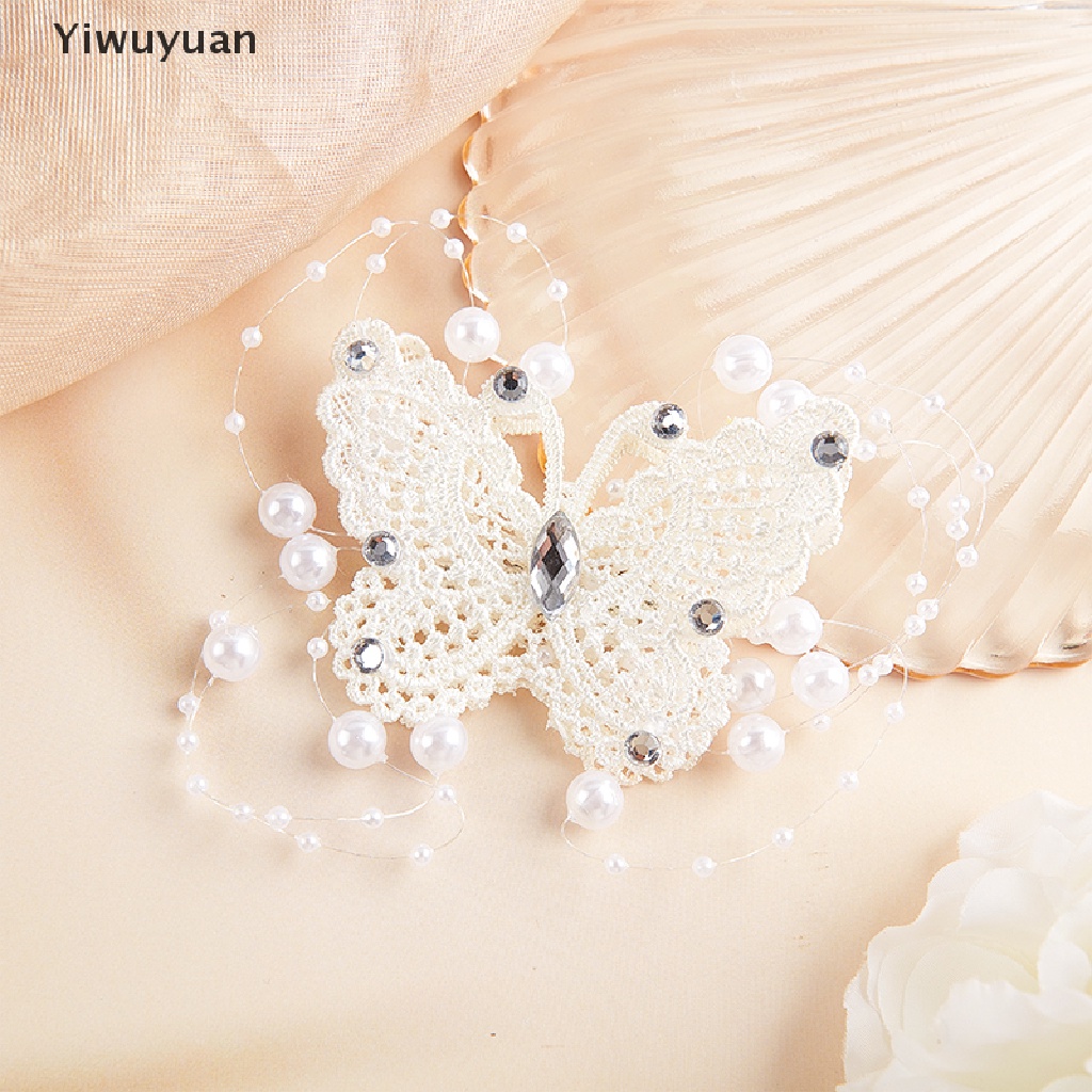 < Yiwuyuan > Kẹp Tóc Hình Bướm Đính Ngọc Trai Pha Lê Cho Cô Dâu Phụ Kiện Ngày Cưới Giảm Giá