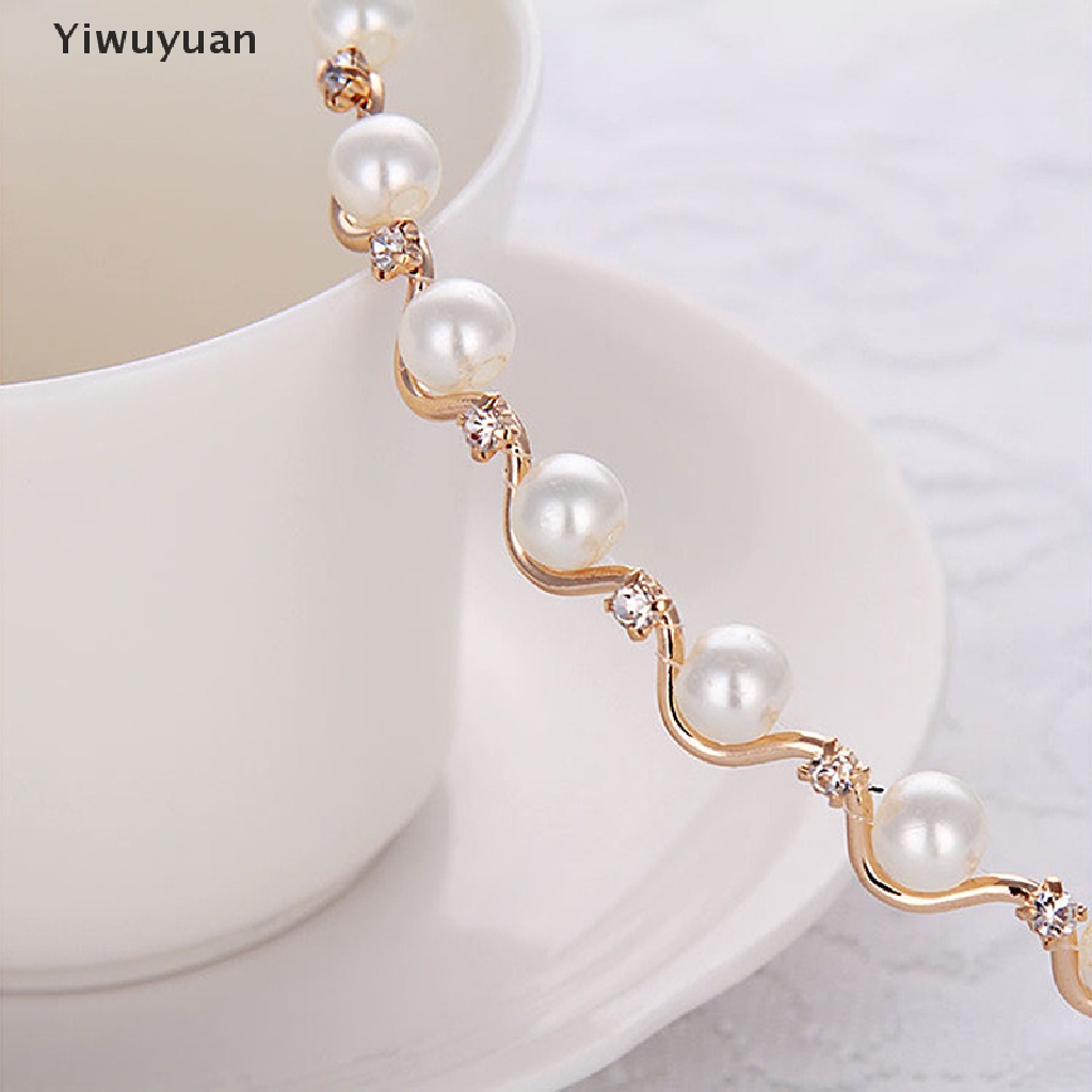 < Yiwuyuan > Băng Đô Kim Loại Màu Vàng Đồng Đính Đá Cho Cô Dâu Ngày Cưới