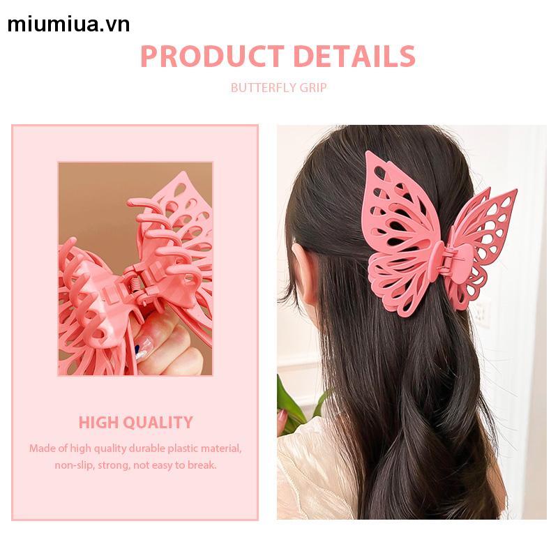 miumiuaKẹp tóc nữ hình bướm mờ Kẹp tóc đa năng hai lớp rỗng ruột
