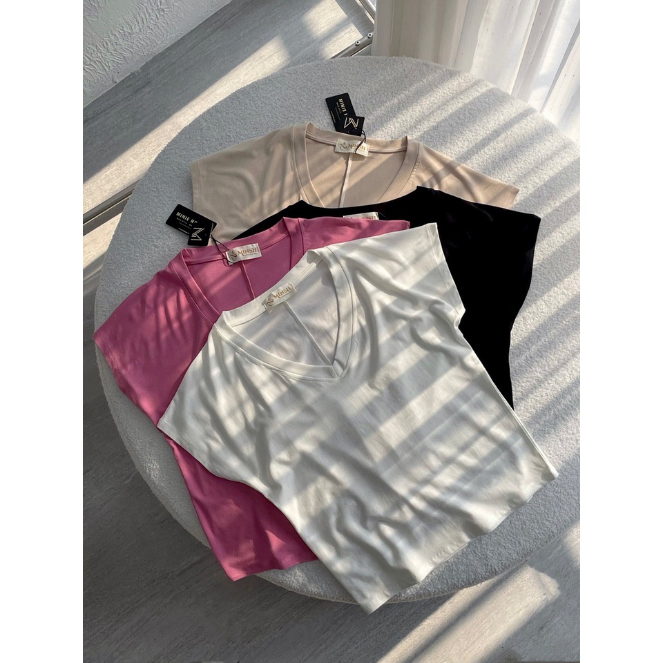 MINIE - Áo thun form rộng tay cánh dơi cổ tim 4015 thun co giãn tốt, hàng xịn, đường may kỹ