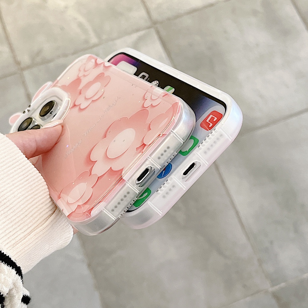 Ốp Điện Thoại TPU Mềm Chống Sốc In Hình Hoa Và Thỏ Dễ Thương Cho IPhone 14 13 12 11 Pro Max