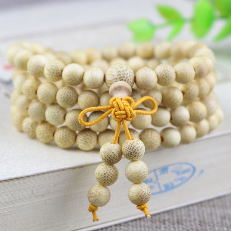 Vòng Đeo Tay 108 Hạt Tre Lụa Vàng Họa Tiết Cá Hạt Giống Cá