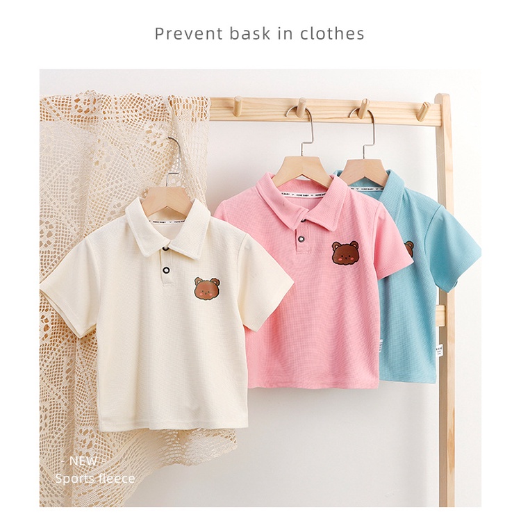 80-2xl Áo Sơ Mi POLO Gấu Cha Mẹ-Con Áo Sơ Mi POLO Mùa Hè Áo Thun Tay Ngắn Bé Trai Bé Gái Màu Trơn Phong Cách Phương Tây Thể Thao Thông Thường