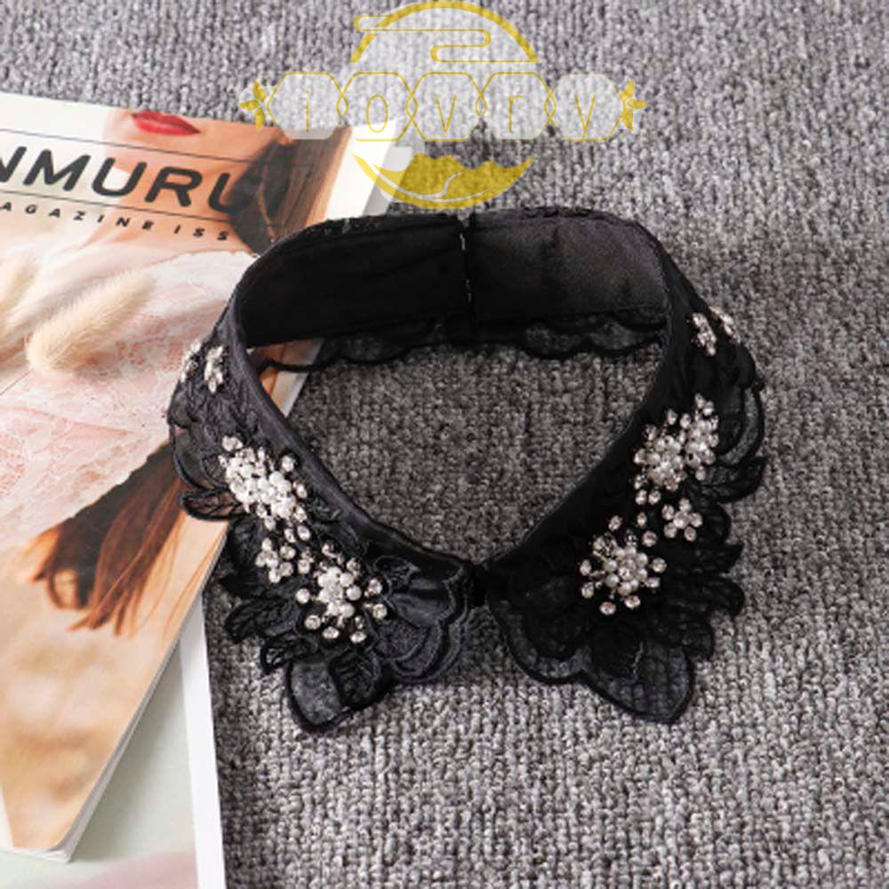 Cổ Áo Giả Màu Trắng / Đen Hình Chiếc Lá Xinh Xắn Cho Nữ|Áo Sơ Mi Cotton Có Cổ Thời Trang