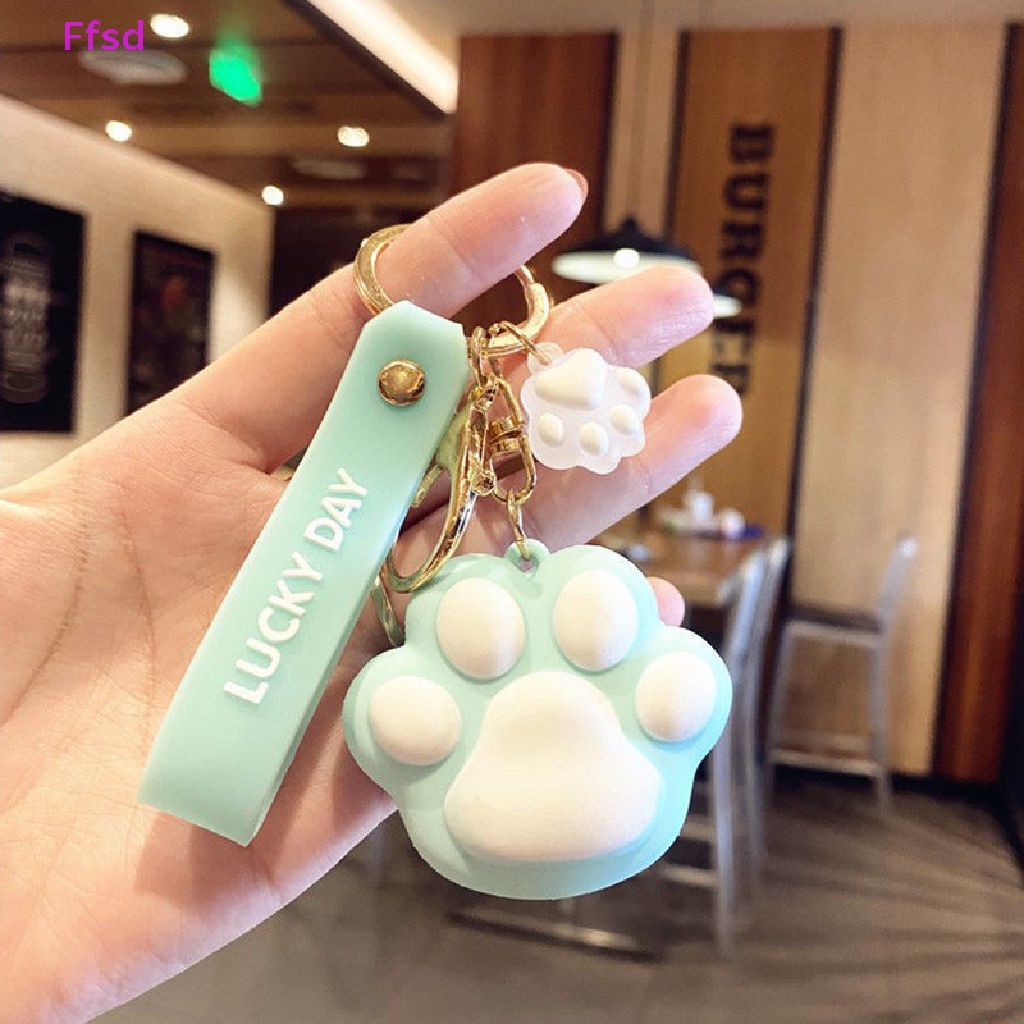 {Ffsd} Móc Chìa Khóa Xe Hơi / Ba Lô Bằng Cao Su Pvc Mềm Hình Chân Mèo Hoạt Hình Chống Thất Lạc * Bán Chạy
